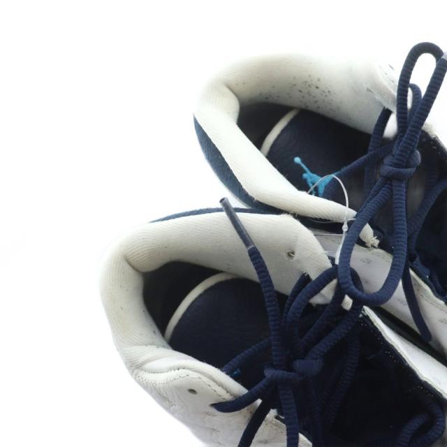 【中古】ナイキ NIKE 414571-144 AIR JORDAN 13 RETRO スニーカー シューズ 靴 レザー ロゴ 27.5cm 白 ホワイト 紺_3