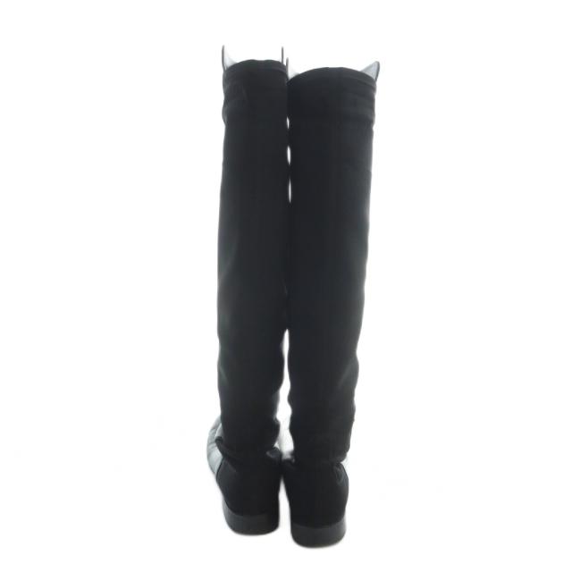 【中古】スチュアートワイツマン STUART WEITZMAN ロングブーツ レザー ロゴ ラウンドトゥ 24.5cm 黒 ブラック_2