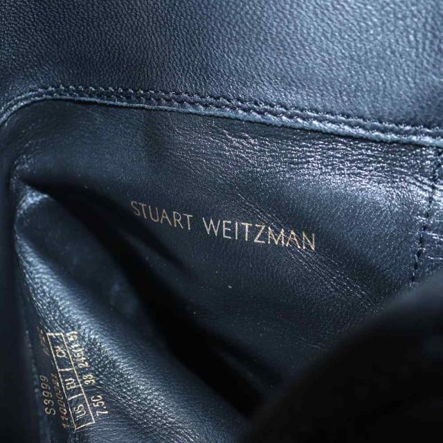 【中古】スチュアートワイツマン STUART WEITZMAN ロングブーツ レザー ロゴ ラウンドトゥ 24.5cm 黒 ブラック_5