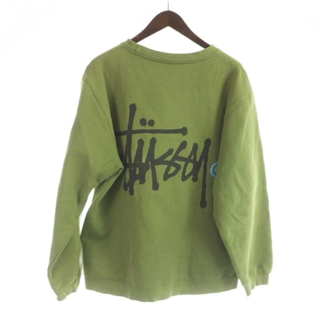 【中古】ステューシー STUSSY 90-00's スウェット トレーナー 長袖 バックロゴ 裏起毛 M 緑 グリーン ■GY12 /MQ