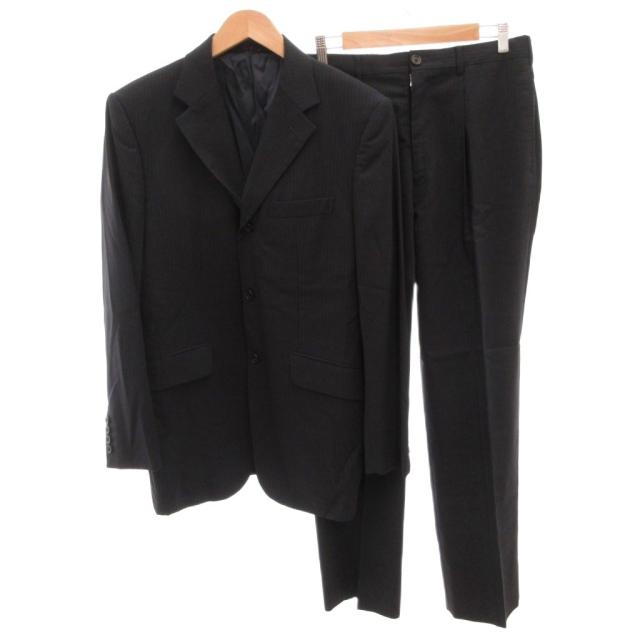 【中古】タケオキクチ TAKEO KIKUCHI スーツ セットアップ シングル ジャケット パンツ ストライプ柄 ウール 3 紺