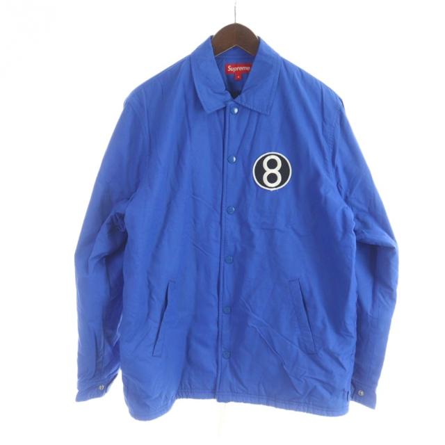 【中古】シュプリーム SUPREME コーチジャケット 裏ボア 長袖 総裏地 8ボール S 青 ブルー ■GY12 /MQ メンズ