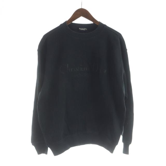 【中古】クリスチャンディオール Christian Dior トレーナー スウェット 長袖 ロゴ L 黒 ブラック ■GY12 /MQ