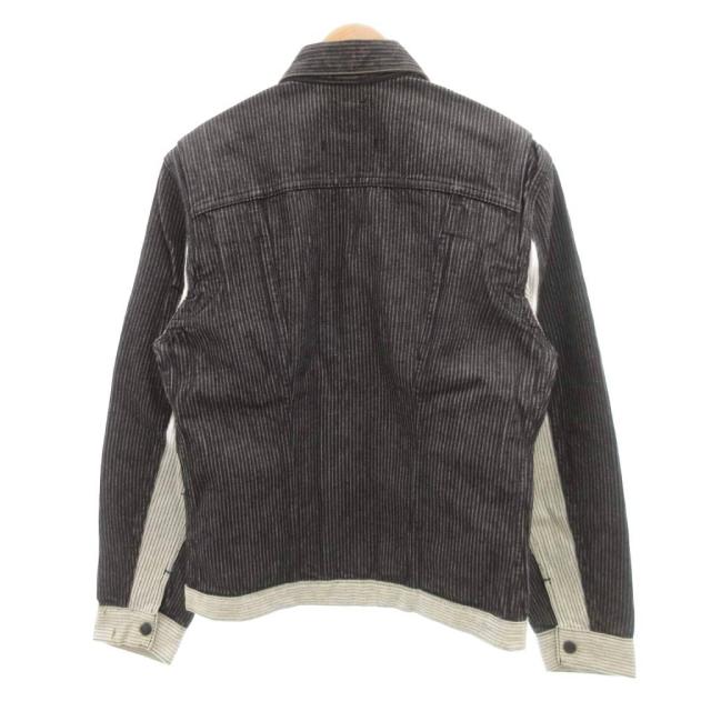【中古】ラングラー WRANGLER × AMERICAN RAG CIE ワークジャケット ヒッコリー シャツカラー ジップアップ 38 黒_1