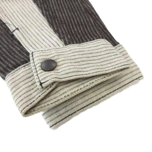 【中古】ラングラー WRANGLER × AMERICAN RAG CIE ワークジャケット ヒッコリー シャツカラー ジップアップ 38 黒_4