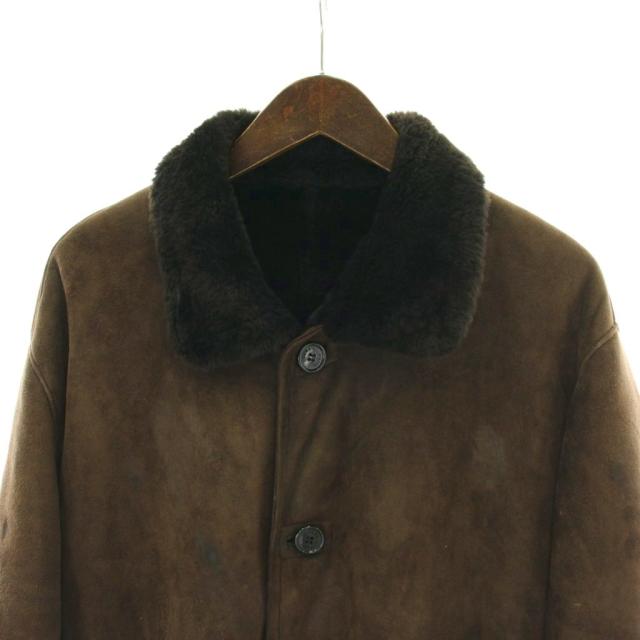 【中古】ロエベ LOEWE ヴィンテージ スペイン製 ムートン コート スエード ロング 50 茶 ブラウン /PP ■GY50 メンズ_2