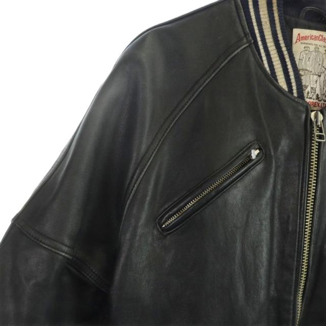 【中古】アヴィレックス AVIREX 2834 バーシティジャケット ブルゾン 革ジャン 長袖 ジップアップ ロゴ 牛革 レザー_2