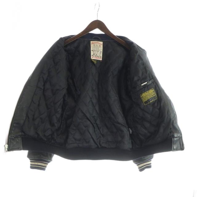 【中古】アヴィレックス AVIREX 2834 バーシティジャケット ブルゾン 革ジャン 長袖 ジップアップ ロゴ 牛革 レザー_3