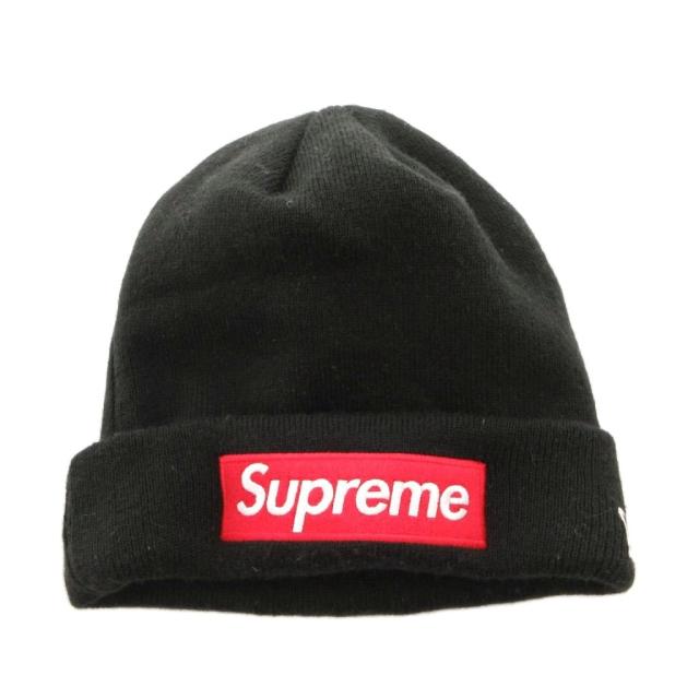 【中古】シュプリーム SUPREME ×ニューエラ ビーニー ニットキャップ ニット帽 ボックスロゴ 黒 G2907222022