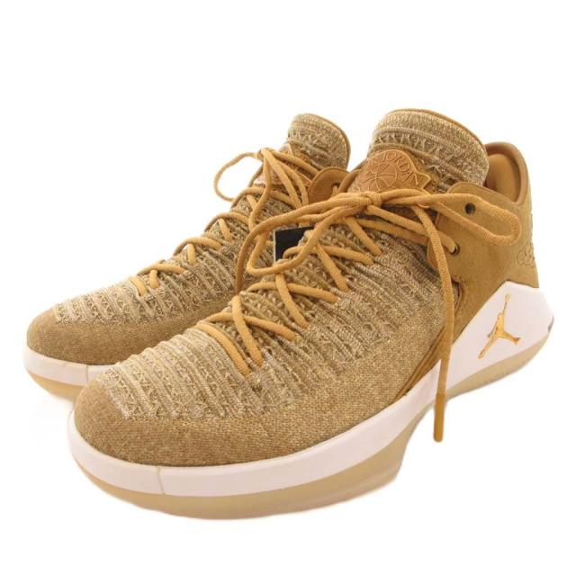 【中古】未使用品 ナイキ NIKE タグ付 AIR JORDAN XXXII LOW スニーカー シューズ ローカット 25cm ゴールドカラー_1