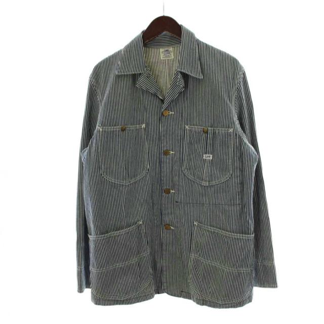 【中古】リー LEE ロコジャケット カバーオール 91-J 38 ネイビー 紺 復刻 ヒッコリー ストライプ柄 92412 /PP