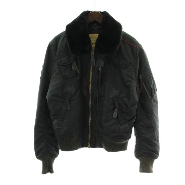 【中古】アルファインダストリーズ ALPHA INDUSTRIES B-15 飛翔上衣 黒 黒いこと フェイクファー 紋章 /PP ■GY12 メンズ