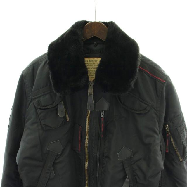 【中古】アルファインダストリーズ ALPHA INDUSTRIES B-15 飛翔上衣 黒 黒いこと フェイクファー 紋章 /PP ■GY12 メンズ