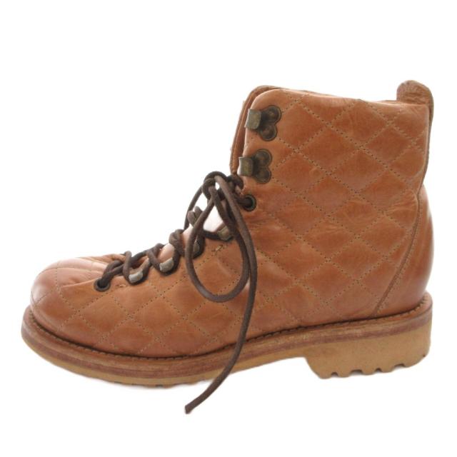 【中古】ブッテロ BUTTERO TOFANE DONNA トレッキングシューズ ショートブーツ レザー キルティング 37 茶_1