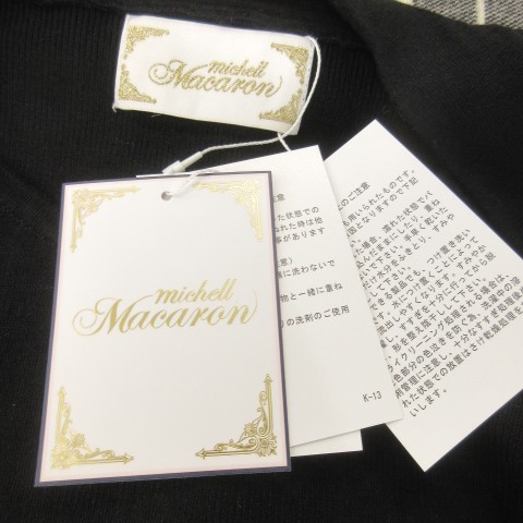 【中古】未当てはめる品 ミシェルマカロン 衣装 編み物 ミモレ ロング 長袖 うつり変わり 読み合わせる シュロの葉 F 黒