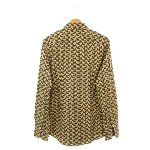 【中古】ドルチェ&ガッバーナ ドルガバ DOLCE&GABBANA GOLD シャツ XS ベージュ 猫柄 黒猫 アニマル 総柄 長袖_1