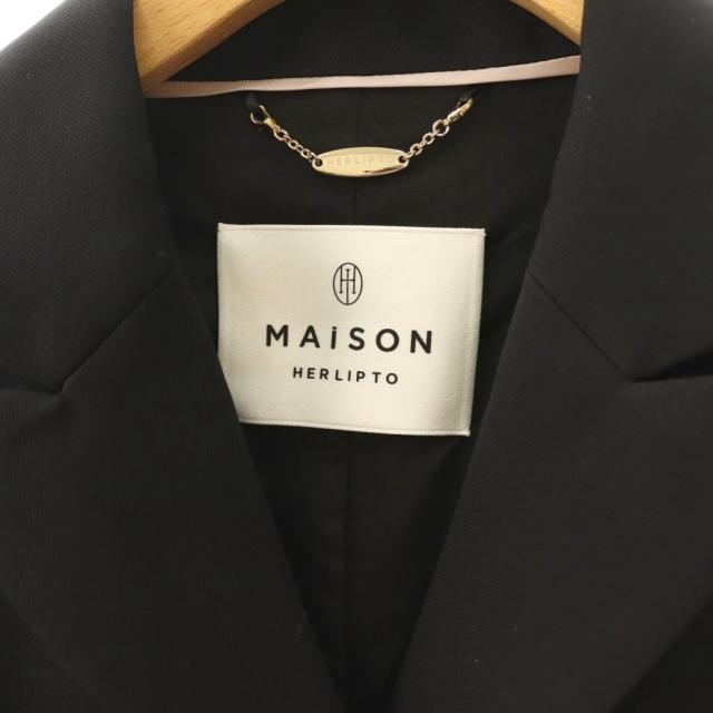 【中古】メゾンハーリップトゥ MAISON Her lip to 25SS Pearl Button Dress ワンピース ロング 半袖 M ブラック /HK_4