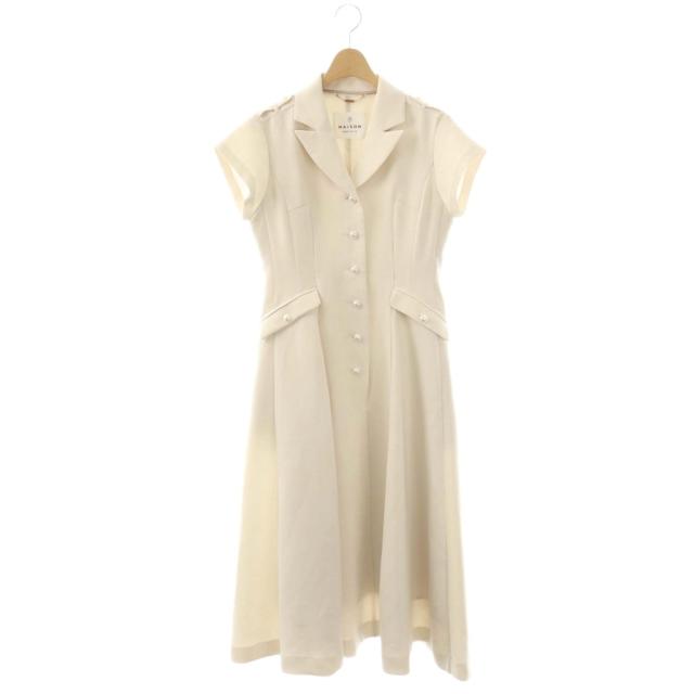 【中古】メゾンハーリップトゥ MAISON Her lip to 25SS Pearl Button Dress ワンピース ロング 半袖 S オフベージュ