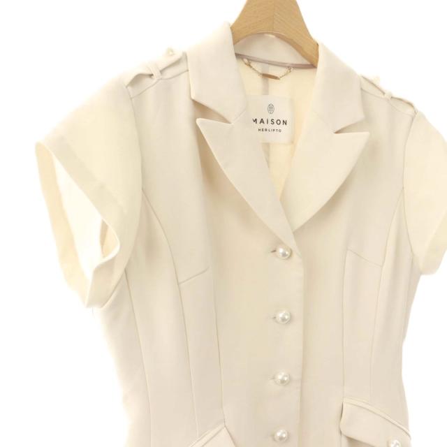 【中古】メゾンハーリップトゥ MAISON Her lip to 25SS Pearl Button Dress ワンピース ロング 半袖 S オフベージュ_2