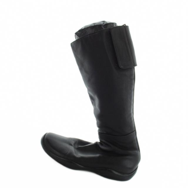 【中古】プラダスポーツ PRADA SPORT ロングブーツ ラウンドトゥ ベルクロ レザー ロゴ 黒 ブラック ■GY35 /MQ
