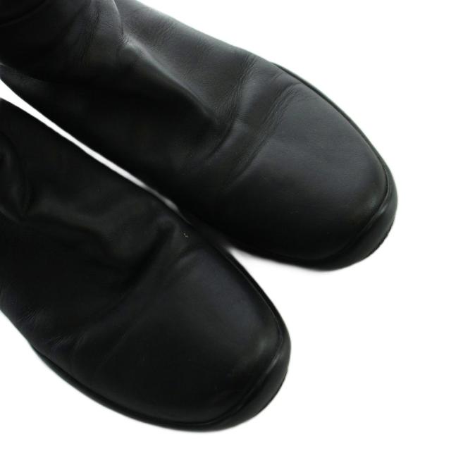 【中古】プラダスポーツ PRADA SPORT ロングブーツ ラウンドトゥ ベルクロ レザー ロゴ 黒 ブラック ■GY35 /MQ_3