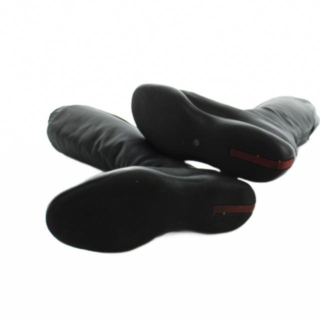 【中古】プラダスポーツ PRADA SPORT ロングブーツ ラウンドトゥ ベルクロ レザー ロゴ 黒 ブラック ■GY35 /MQ_4