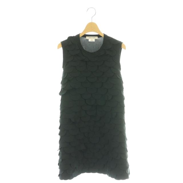 【中古】コムデギャルソン COMME des GARCONS 23SS ワンピース ノースリーブ フリル スカラップ ひざ丈 M ブラック 黒