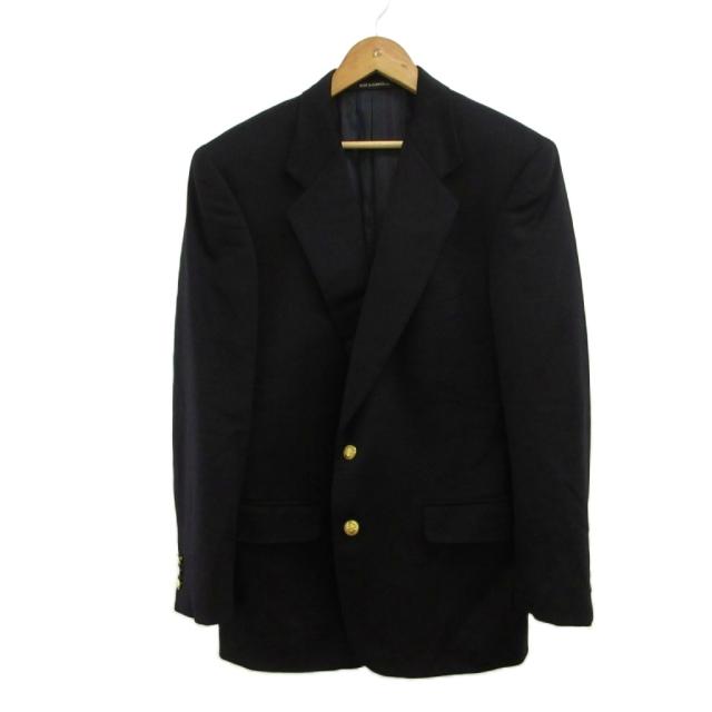 【中古】ケント&カーウェン KENT&CURWEN ブレザー テーラードジャケット 上着 カシミヤ 46 黒 ブラック 長袖