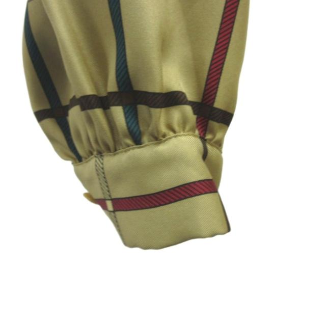 【中古】バーバリーズ Burberrys シャツ ブラウス M ベージュ チェック柄 長袖 ウエストリボン /NP ■GY99_3