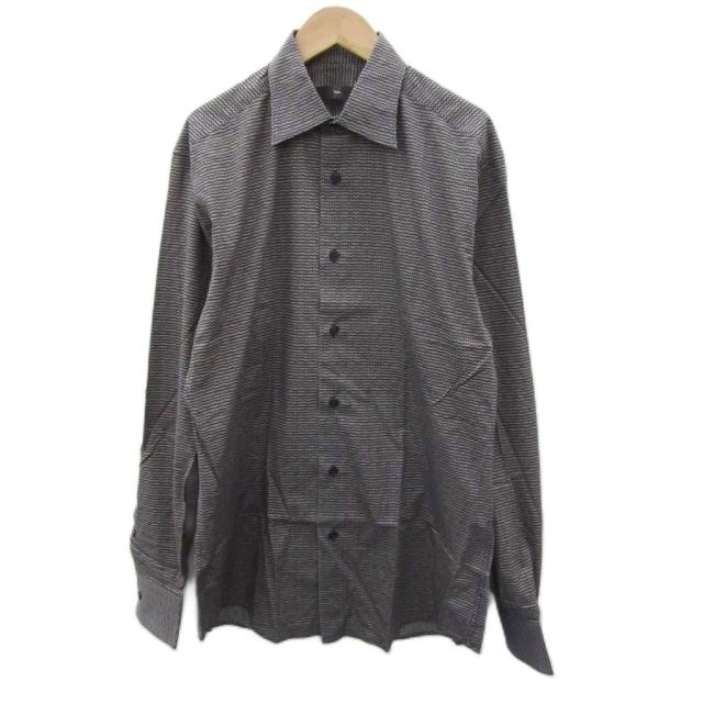 【中古】ジーゼニア Z Zegna カジュアルシャツ 紺 ネイビー 総柄 長袖 /SM20 ■GY99 メンズ
