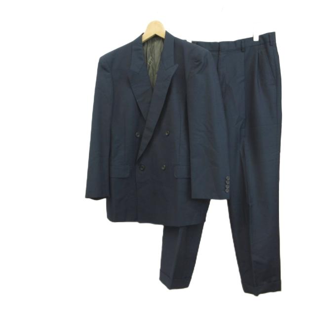 【中古】ダンヒル dunhill スーツ フォーマル 紺 ネイビー ダブルブレスト 長袖 ボタン付き袖口 /KV ■GY99 メンズ