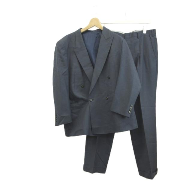 【中古】ダンヒル dunhill スーツ フォーマル 濃紺 ダークネイビー ダブルブレスト 長袖 ダブル裾 /KV ■GY99