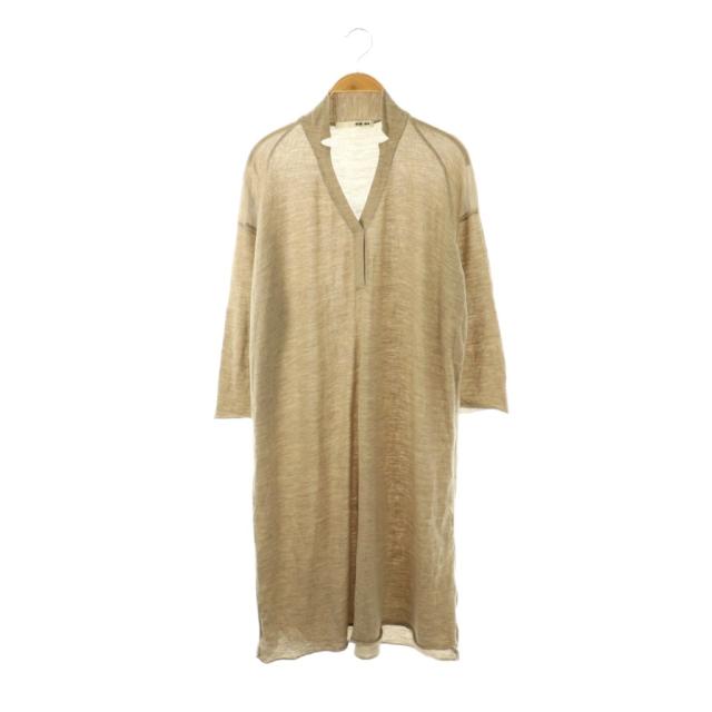 【中古】エヴァムエヴァ evam eva ワンピース ロング ニット ウール カシミヤ混 シルク混 ベージュ /HK ■GY06
