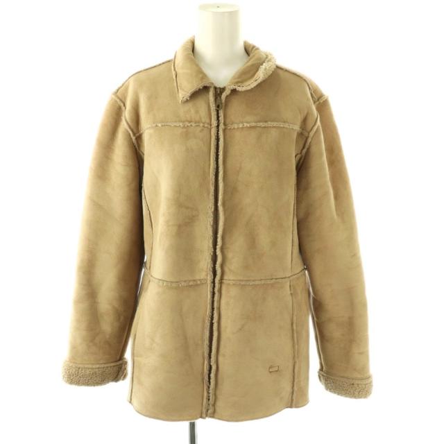 【中古】ウールリッチ WOOLRICH ムートンコート ボア ショート ジップアップ M ベージュ /DO ■GY06 レディース