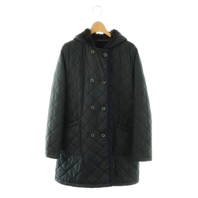【中古】マッキントッシュ MACKINTOSH キルティング コート ロング 中綿 裏ボア フード 38 ネイビー /HK ■GY06