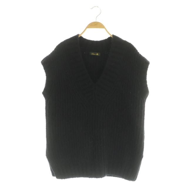 【中古】ドゥロワー Drawer 24AW FALL 13G ニットベスト プルオーバー Vネック ブラック