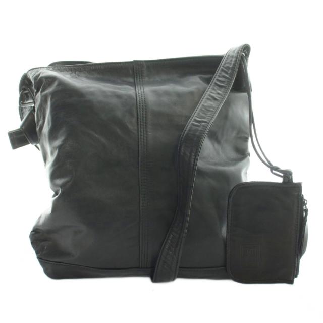 【中古】ボーイ PORTER 吉田嚢 ショルダーバッグ なめし革 一色合い ロゴタイプ 黒 黒いこと /BB ■GY99 メンズ