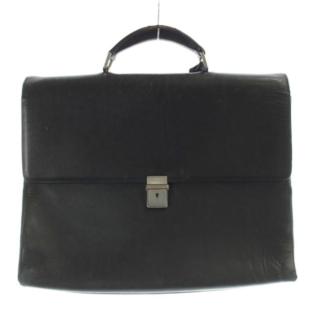 【中古】ジョルジオアルマーニ GIORGIO ARMANI ビジネスバッグ ブリーフケース ハンド レザー 黒 ブラック /BB
