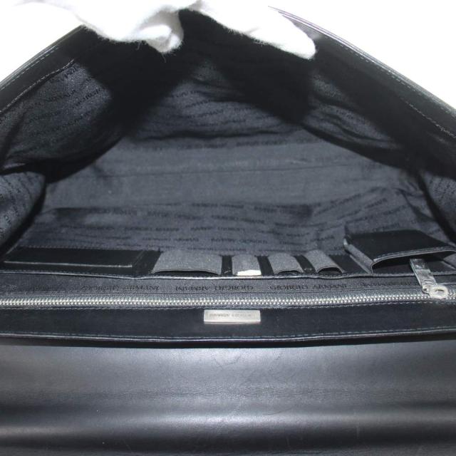 【中古】ジョルジオアルマーニ GIORGIO ARMANI ビジネスバッグ ブリーフケース ハンド レザー 黒 ブラック /BB_4