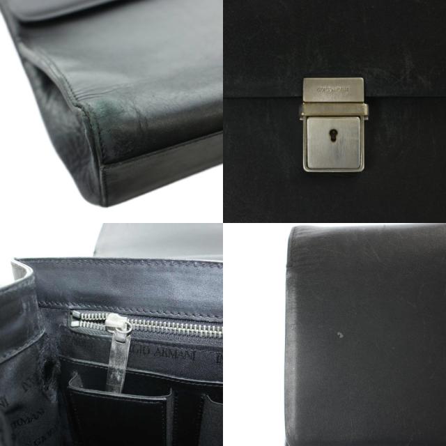 【中古】ジョルジオアルマーニ GIORGIO ARMANI ビジネスバッグ ブリーフケース ハンド レザー 黒 ブラック /BB_7