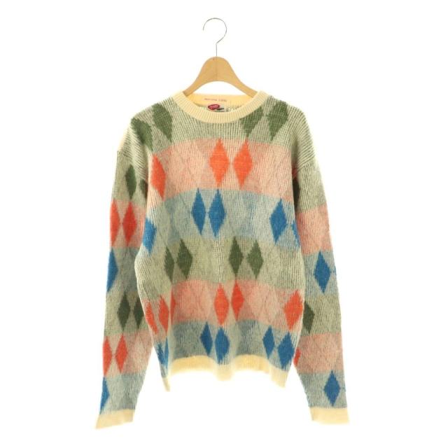 【中古】ラグビー SPORTSWEAR 60s ニット セーター プルオーバー 長袖 アーガイル柄 モヘヤ混 M アイボリー