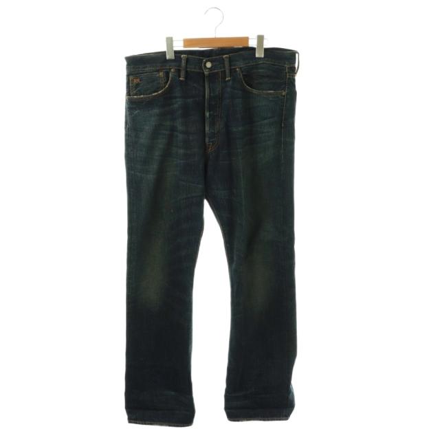【中古】ダブルアールエル デニムパンツ ジーンズ ボタンフライ セルビッチ 34×32 インディゴブルー /DO ■GY28