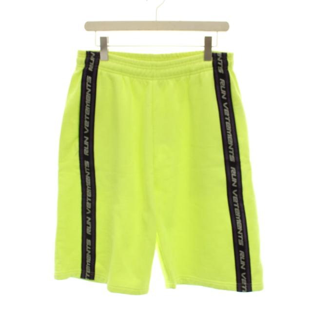 【中古】未使用品 ヴェトモン LOGO TAPE SWEATSHORTS ロゴテープ スウェットショーツ ハーフパンツ XS 黄色 イエロー