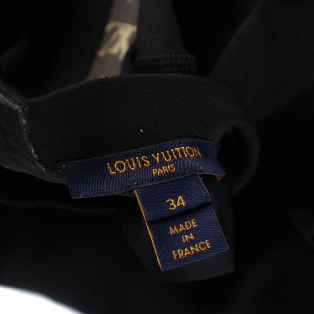 【中古】ルイヴィトン LOUIS VUITTON 22AW フィットドレス ハイネック モノグラム 半袖ワンピース ミドル 34 XS 黒_4