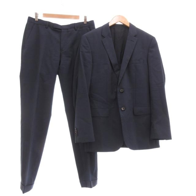 【中古】エトロ ETRO セットアップ スーツ ダークネイビー テーラードジャケット シングル パンツ スラックス