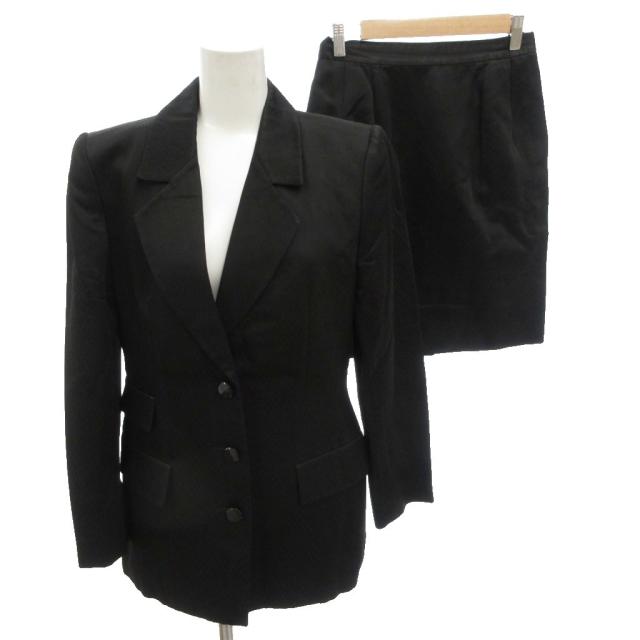 【中古】イヴサンローラン YVES SAINT LAURENT セットアップ 背広 上衣 スコート 総柄 2B 36 黒