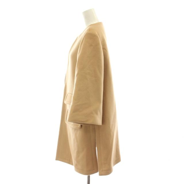 【中古】MIKAKO NAKAMURA ミカコ ナカムラ ノーカラーコート カシミヤ 42 ベージュ /MW ■GY50 レディース_1