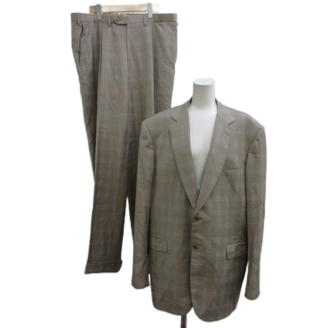 【中古】ブリオーニ BRIONI スーツ フォーマル ウール セットアップ ジャケット パンツ ベージュ チェック柄