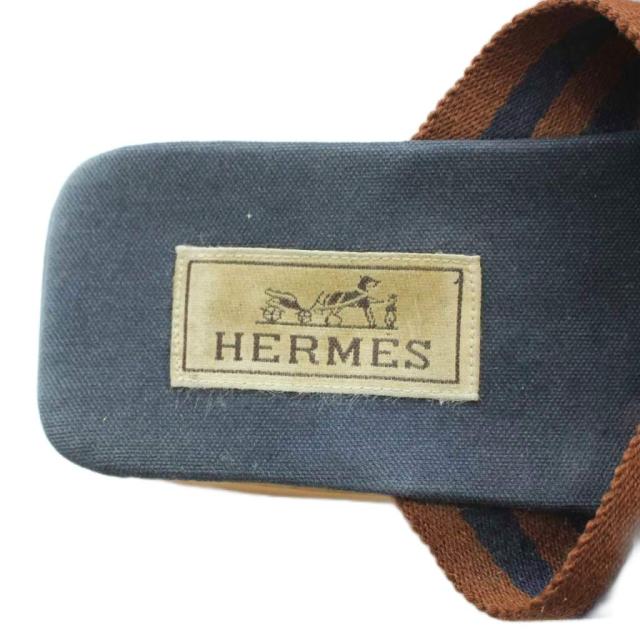【中古】エルメス HERMES フールトゥ ウッドサンダル スクエアトゥ 35 22.5cm 紺 ネイビー ■GY50 /MQ ■OH_6