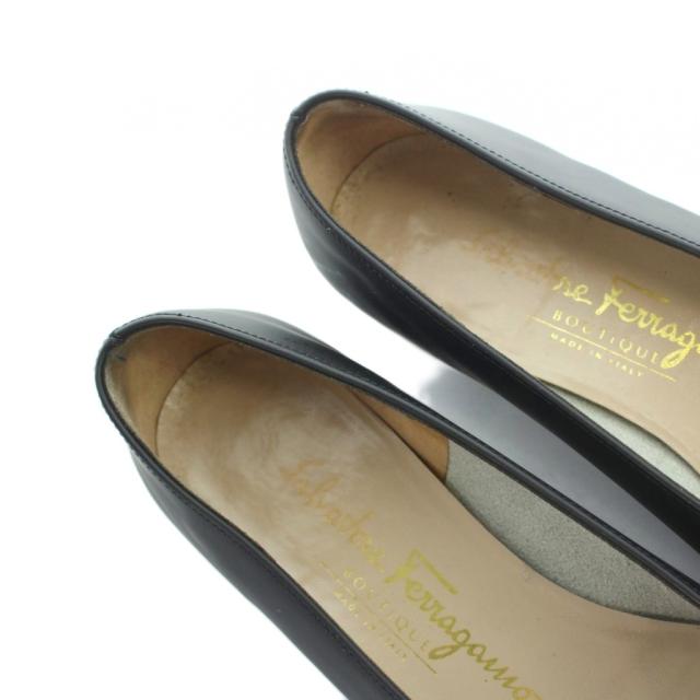 【中古】サルヴァトーレフェラガモ Salvatore Ferragamo パンプス ヴァラ金具 スクエアトゥ ロゴ レザー 4.5 21.5cm_3